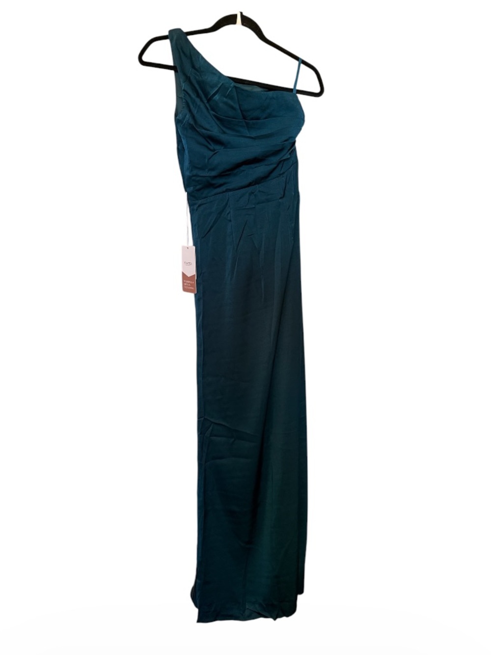 Stacees Sheath/Column One-Shoulder Sleeveless Floor-Length Stretch Satin Bridesm - Picture 4 of 6